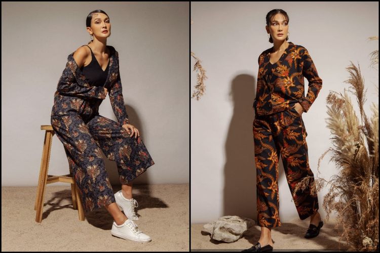 Luna Maya mengenakan pakaian dari brand-nya Luna Habit, yang menawarkan penggunaan meterial batik print, untuk kawula muda. 