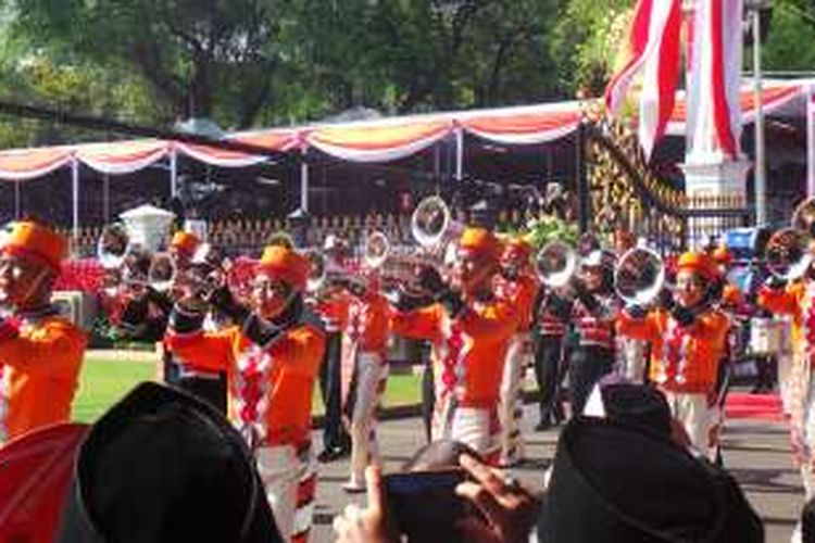 Suasana kemeriahan perayaan HUT ke-71 Republik Indonesia di Istana Merdeka, Rabu (17/8/2016).