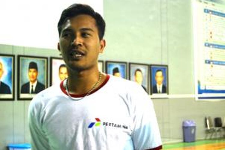 Pebulu tangkis Indonesia nomor ganda campuran, Muhammad Rijal berbicara mengenai persiapan SEA Games 2013, di Pelatnas Cipayung, Jakarta, Kamis (5/12/2013).