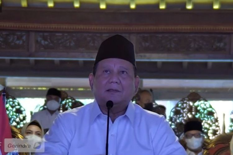 Ketua Umum Partai Gerindra Prabowo Subianto dalam acara peringatan HUT ke-13 Partai Gerindra, Sabtu (6/2/2021).