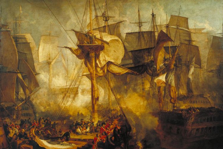 Lukisan cat minyak Pertempuran Trafalgar