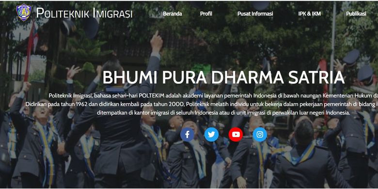 Tangkapan layar webiste Politeknik Imigrasi (Poltekim).