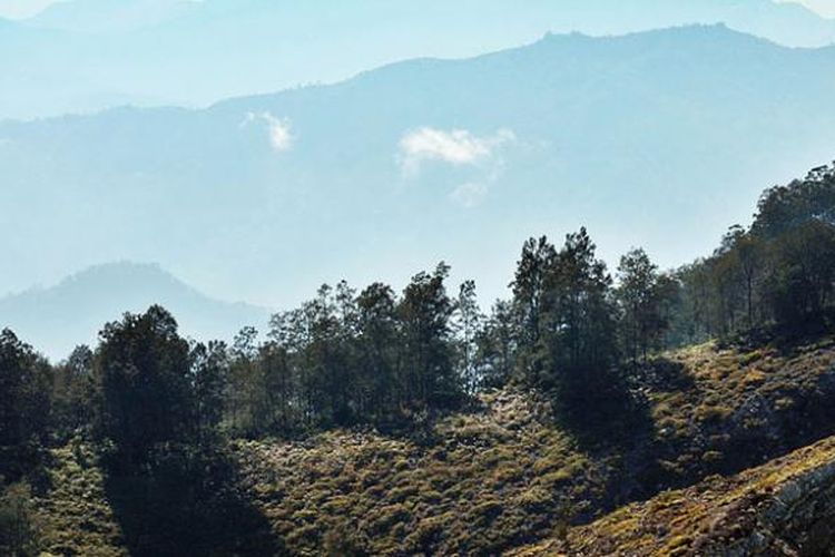 Pemandangan dari puncak Gunung Kelimutu.