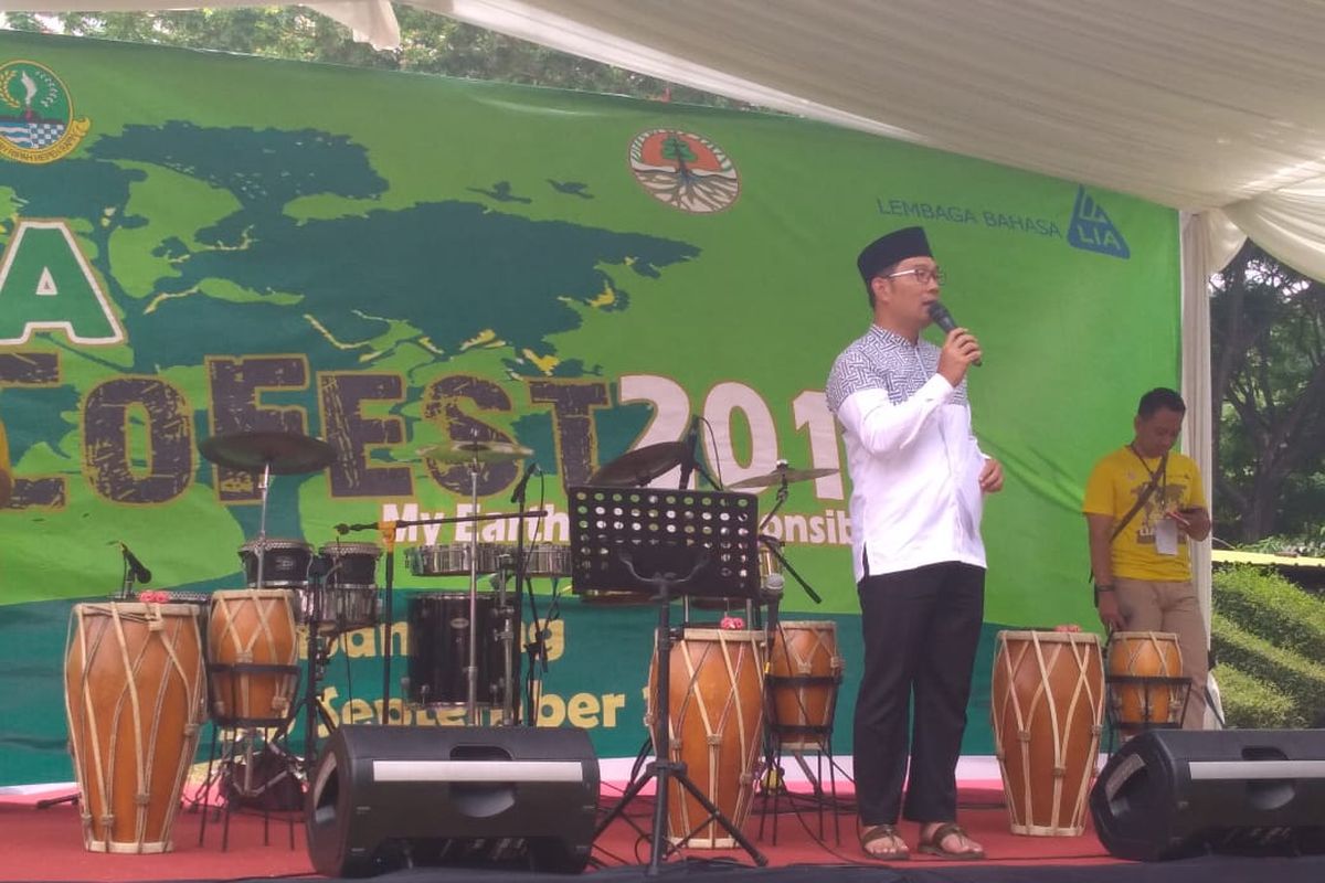 Gubernur Jawa Barat Ridwan Kamil dalam acara LIA Eco Fest 2019 di Bandung. 