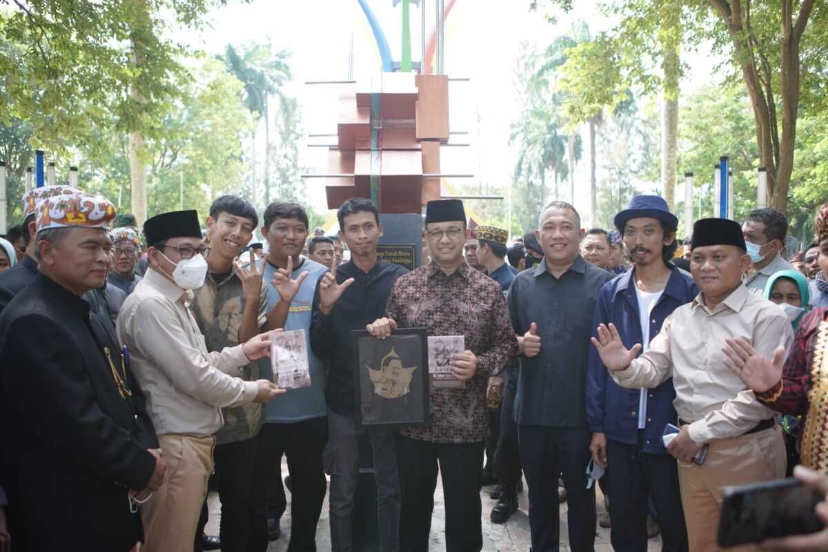 Gubernur Jakarta Anies Baswedan usai meresmikan Monumen Sakai Sambayan di Kota Metro, Lampung, Jumat (10/6/2022).