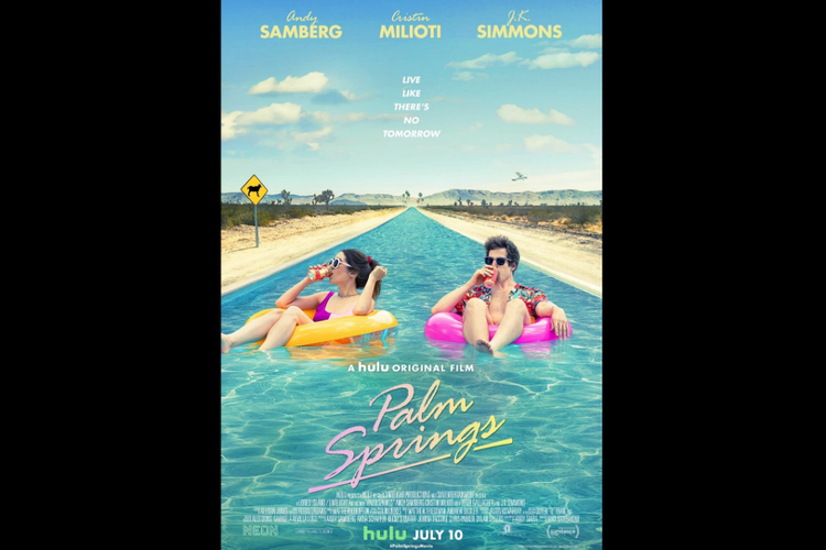 Cristin Milioti dan Andy Samberg dalam film komedi romantis Palm Springs (2020).
