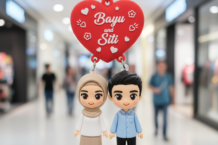 Foto Gantungan Kunci Foto Pasangan hasil dari Google Gemini AI