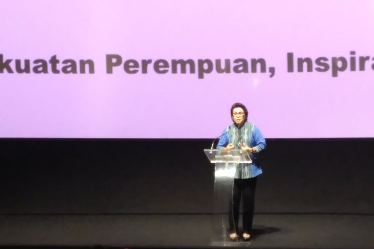 Wakil Ketua KPK Basaria Panjaitan pada acara ulang tahun ke-3 Saya Perempuan Anti Korupsi di kawasan Kuningan, Jakarta, Kamis (20/4/2017)