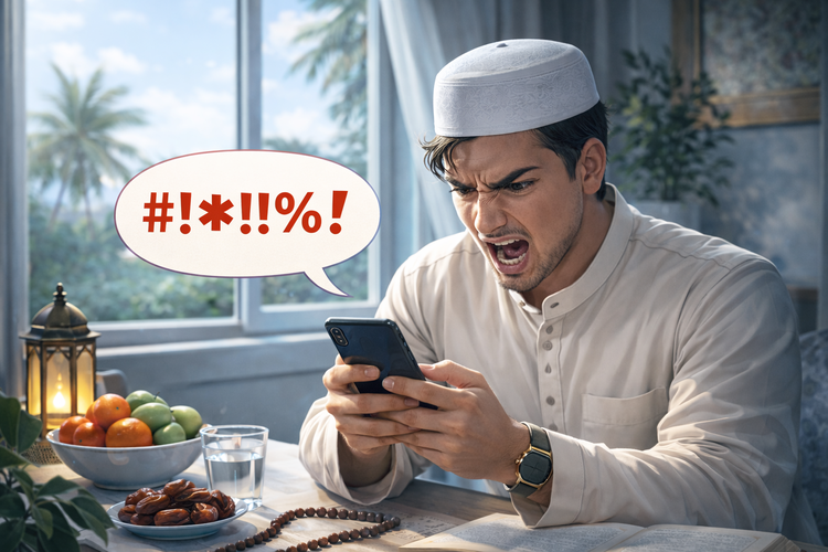 Mengumpat dan mencaci di medsos saat puasa Ramadhan, apakah bisa membatalkan ibadah. ini penjelasan hadis dan pandangan ulama.