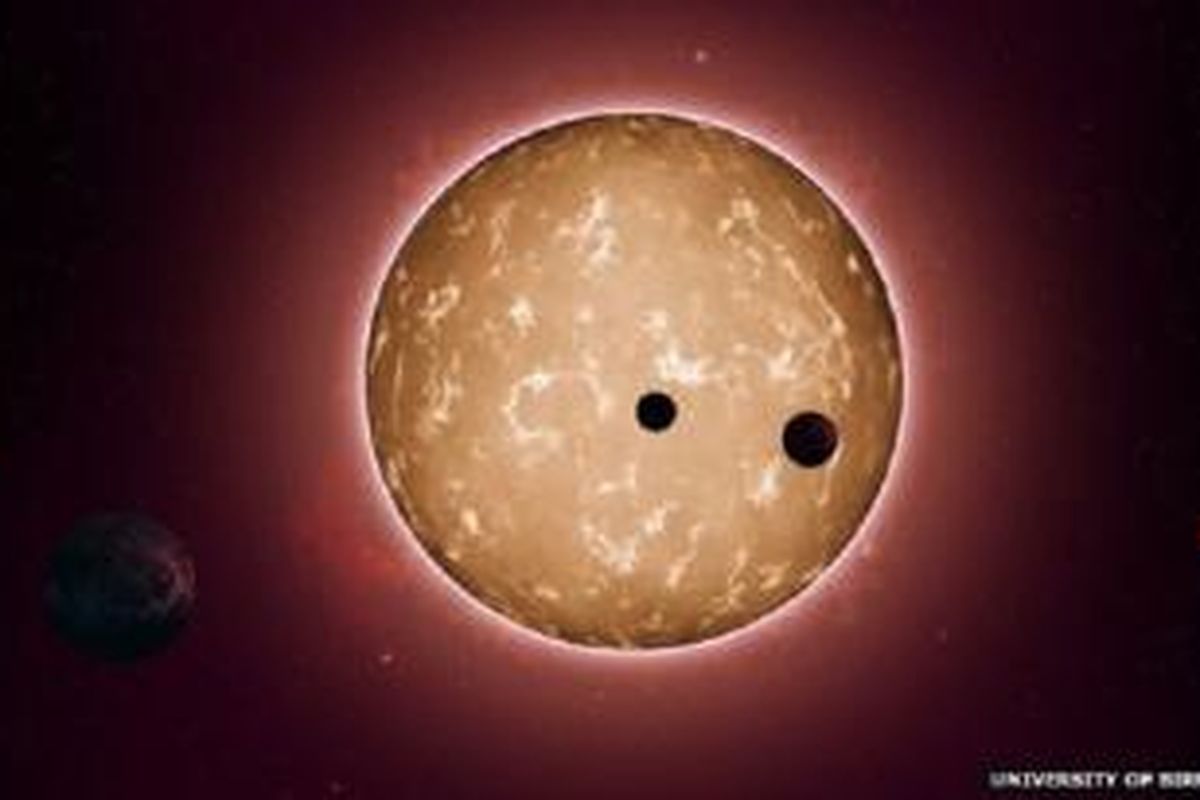 Ilustrasi bintang Kepler 444 dengan 5 planet yang mengelilinginya. 