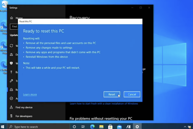 Cara factory reset di Windows 10 dan 11.