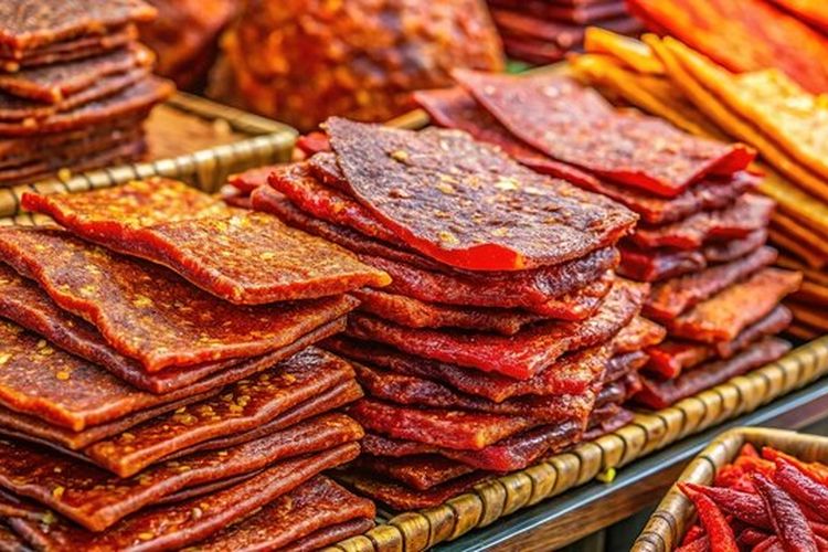 Illustration of bak kwa, a typical Chinese New Year food in Singapore.