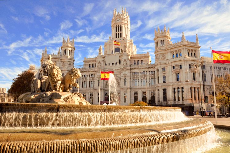 Cibeles fountain di Madrid, Spanyol. 