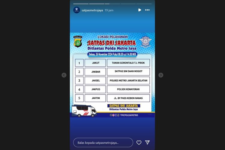 Jadwal dan lokasi SIM keliling di Jakarta