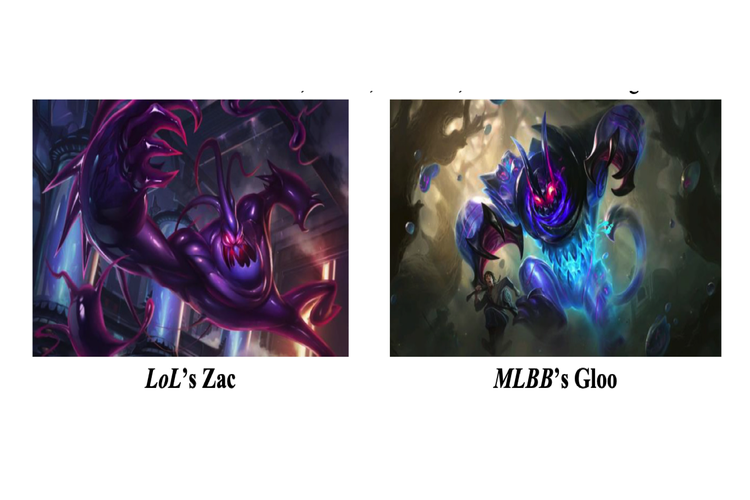 Ilustrasi desain hero Gloo di Mobile Legends yang mirip Zac di LoL