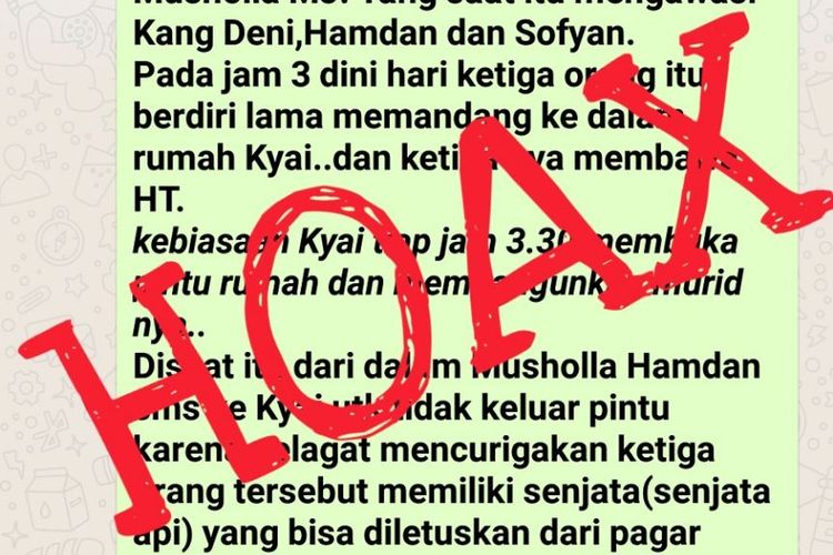 Polisi memastikan kabar teror penyerahan terhadap ulama di Karawang yang tersebar melalui pesan WhatsApp hoaks.