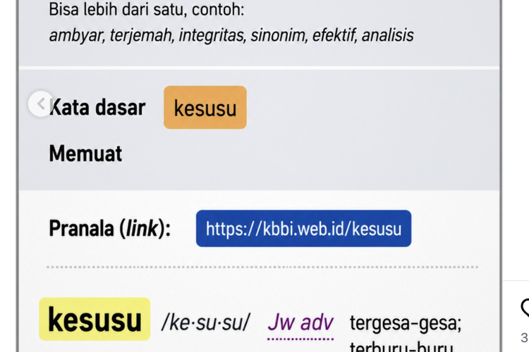 Kata “Kesusu” Resmi Masuk KBBI, Ini Penjelasan Badan Bahasa