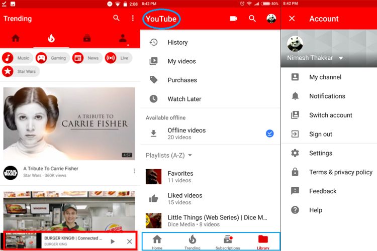 Bocoran screenshot berisi antarmuka baru aplikasi YouTube Android