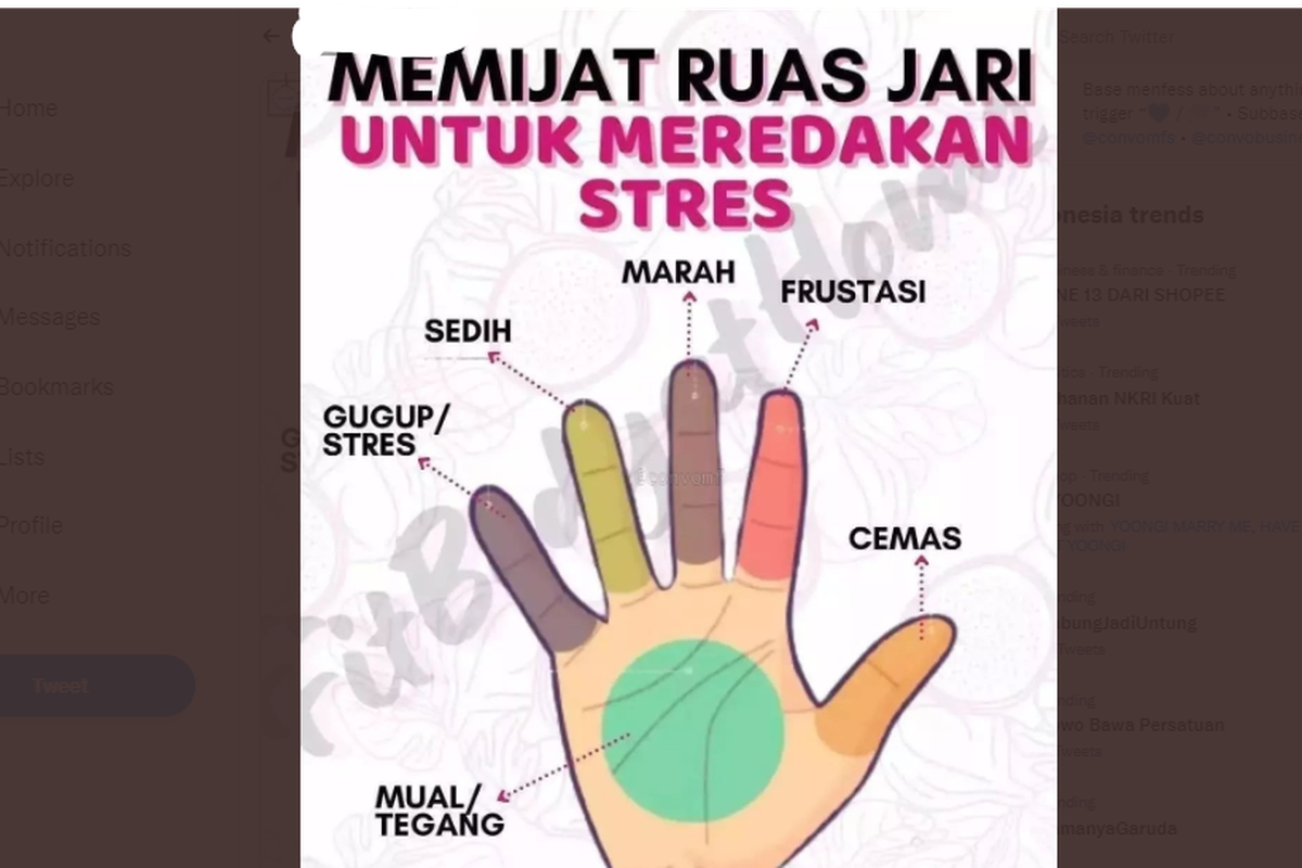 Memijat ruas jari untuk meredakan stres