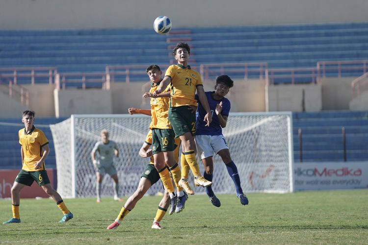 Timnas U16 Australia menghadapi Kamboja di Stadion Sultan Agung, Bantul, pada laga kedua Grup C Piala AFF U16 2022, Jumat (5/8/2022). Hasilnya, tim Negeri Kanguru kalah 2-4.
