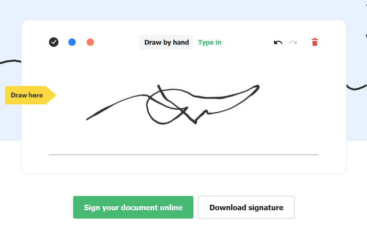 Ilustrasi cara membuat tanda tangan digital lewat CreateMySignature.