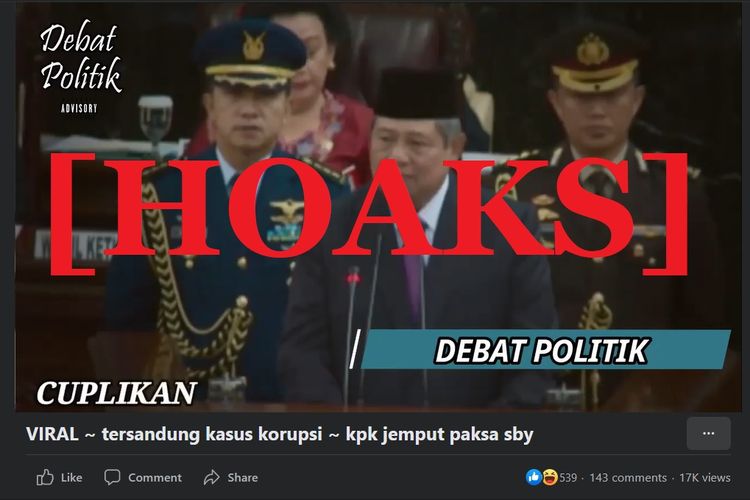 Salah satu hoaks yang menyebut SBY dijemput paksa KPK