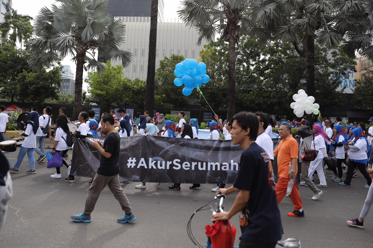 Gerakan #AkurSerumah yang diinisiasi Rumah123.com saat CFD, Minggu (24/3/2019) lalu.