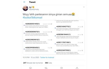 Tangkapan layar soal #boikotTelkomsel