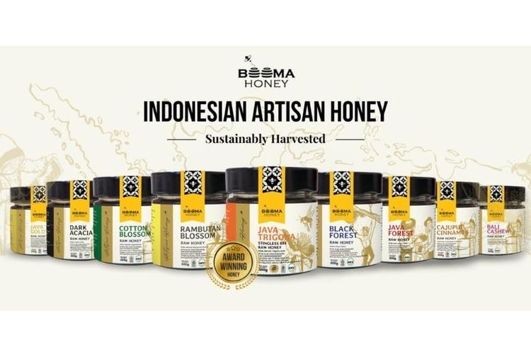 Deretan varian madu artisan BeeMa Honey, hasil panen berkelanjutan dari lebah lokal Indonesia. Kini mulai mendunia berkat kualitas dan pendampingan BRI.