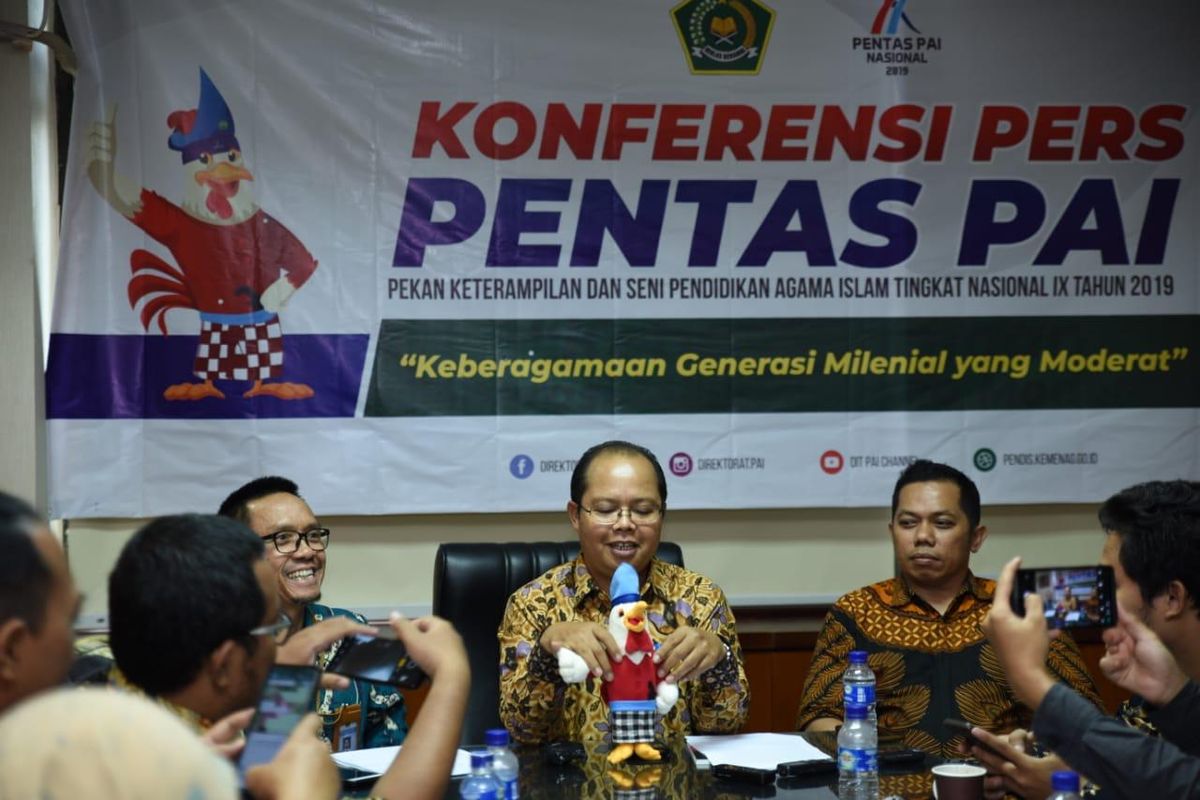 Direktur Pendidikan Agama Islam, Ditjen Pendidikan Agama Islam Kemenag, Rohmat Mulyana pada jumpa pers di Kemenag, Jakarta (2/10/2019) Sosialisasi Pentas Keterampilan dan Seni Pendidikan Agama Islam (Pentas PAI).