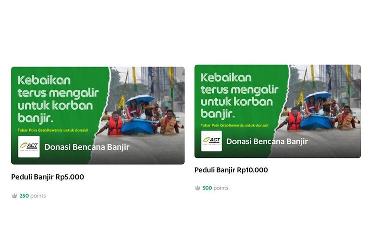 Pelanggan dapat membantu korban banjir dengan menukarkan poin GrabRewards langsung di aplikasi Grab. 