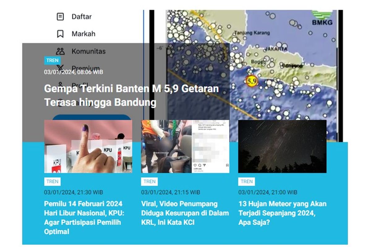 Artikel terpopuler Tren pada Rabu (3/1/2024) hingga Kamis (4/1/2024)
