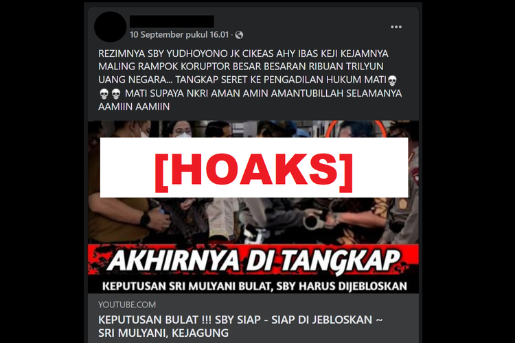 Hoaks, Sri Mulyani dan Kejagung bersiap jebloskan SBY ke penjara