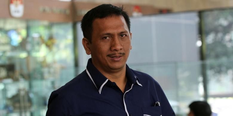 Loyalis Anas Urbaningrum, Gede Pasek Suardika, menjenguk koleganya di tahanan Komisi Pemberantasan Korupsi, Jakarta, Kamis (30/4/2015). Anas ditahan terkait dugaan suap dalam proyek Hambalang.