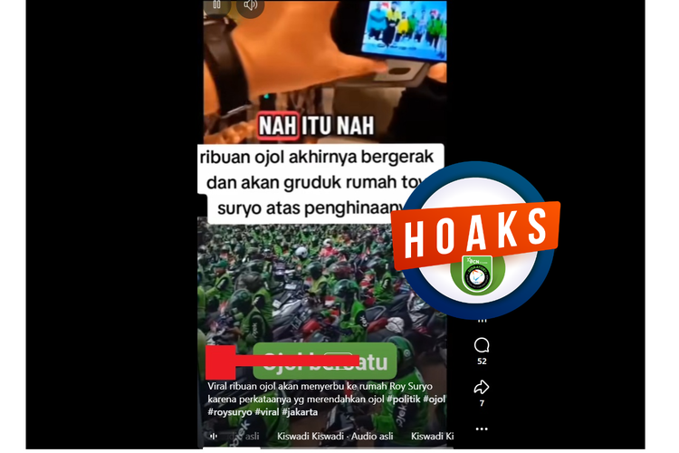 Tangkapan layar Facebook video yang mengeklaim ribuan ojol menggeruduk rumah Roy Suryo