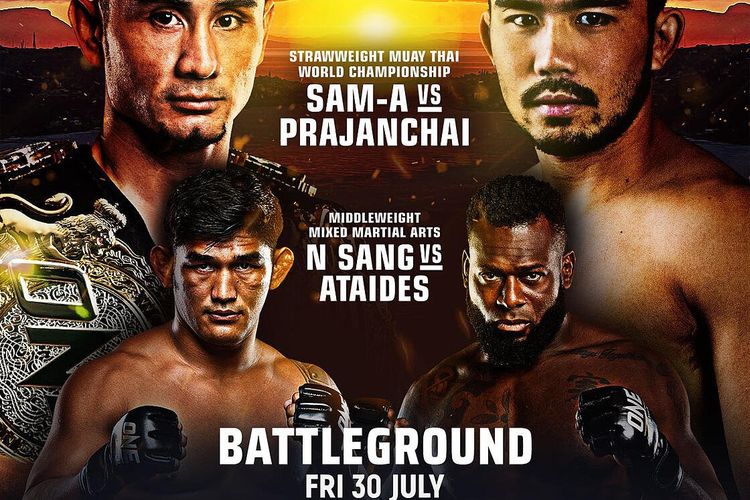 Pertarungan seni bela diri campuran atau mixed martial arts (MMA) ONE Championship dengan tajuk ONE: Battleground akan segera digelar di Indoor Stadium Singapura pada Jumat (30/7/2021).

