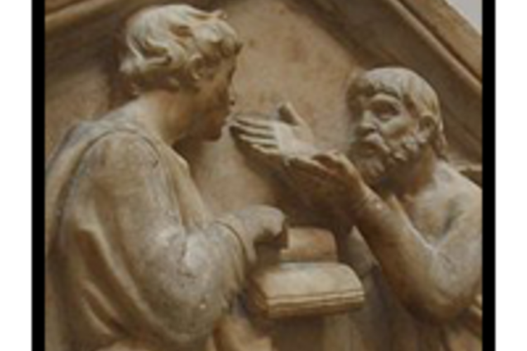 Dua tokoh filsafat Yunani Kuno, Plato dan Aristoteles.