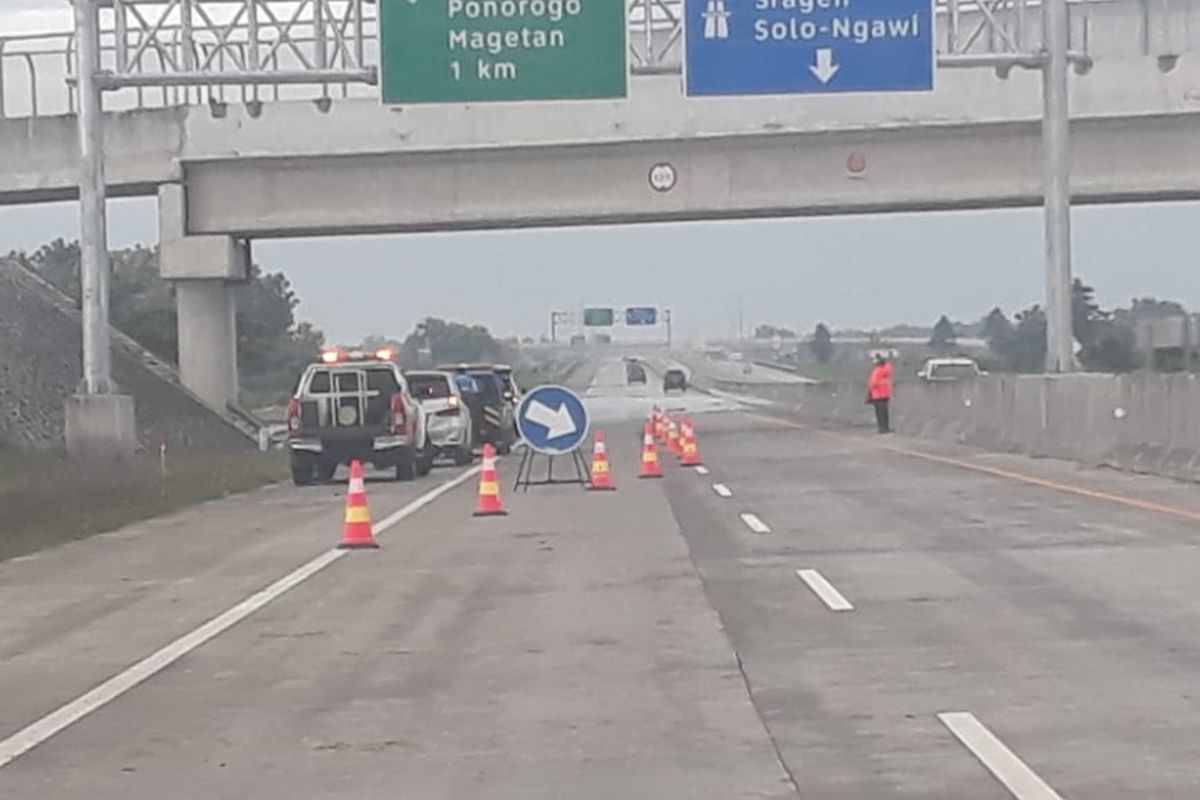 Genangan air sudah surut di Ruas Tol Caruban-Madiun.