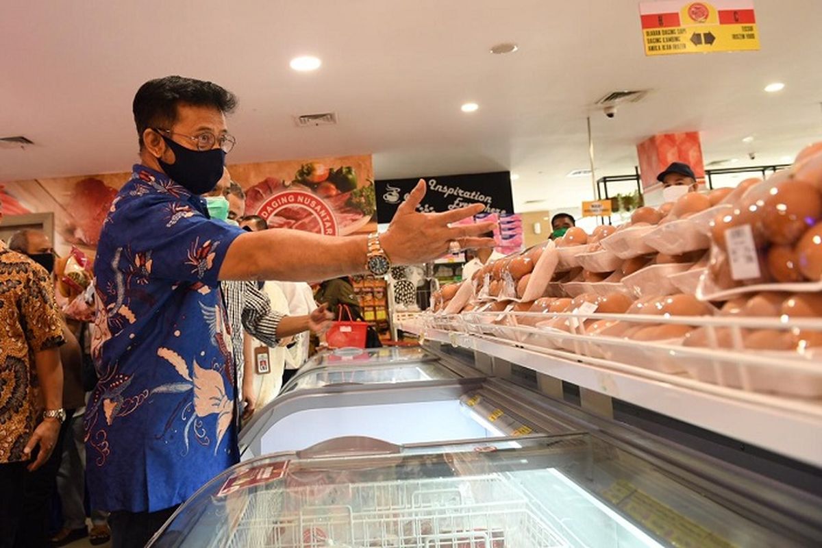 Menteri Pertanian Syahrul Yasin Limpo, saat me-launching TTIC, di Toko Daging Nusantara Bekasi, Sabtu (11/4/2020).