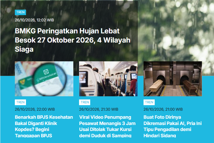 [POPULER TREN] Wilayah Hujan Lebat Hari Ini | Pembatasan Konten Karhutla