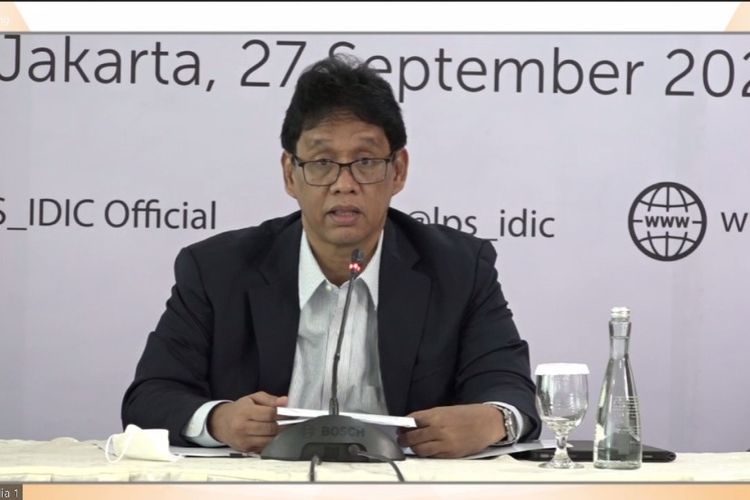 Ketua Dewan Komisioner LPS Purbaya Yudhi Sadewa saat konferensi pers hasil RDK LPS periode September 2022, Selasa (27/9/2022).