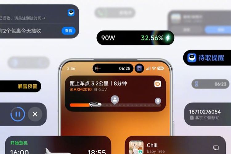 Tampilan Super Island di Xiaomi HyperOS 3.