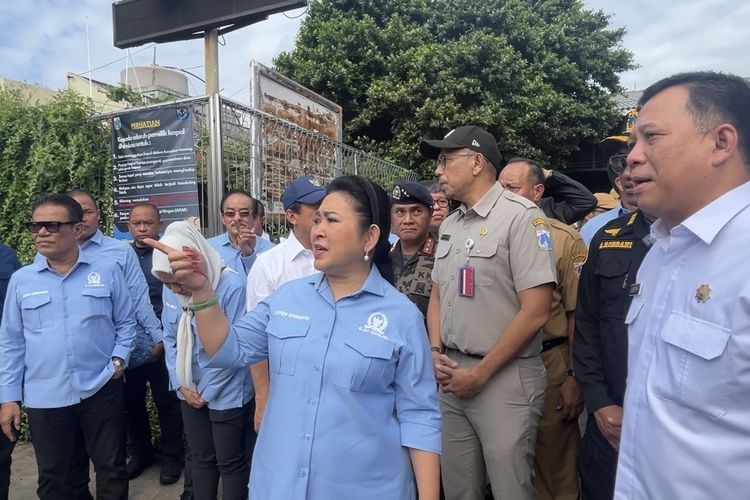 Ketua Komisi IV DPR RI Titiek Soeharto (kiri) dan Direktur Jenderal Perikanan Tangkap Kementerian Kelautan dan Perikanan (KKP) Lotharia Latief saat meninjau kondisi Dermaga Kali Asin, Muara Angke, Jakarta Utara, Selasa (3/2/2026).