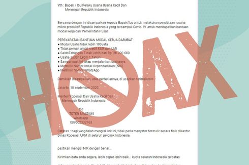 Beredar Formulir Online untuk Bantuan Modal UMKM, Sesmenkop: Itu Tidak Benar 