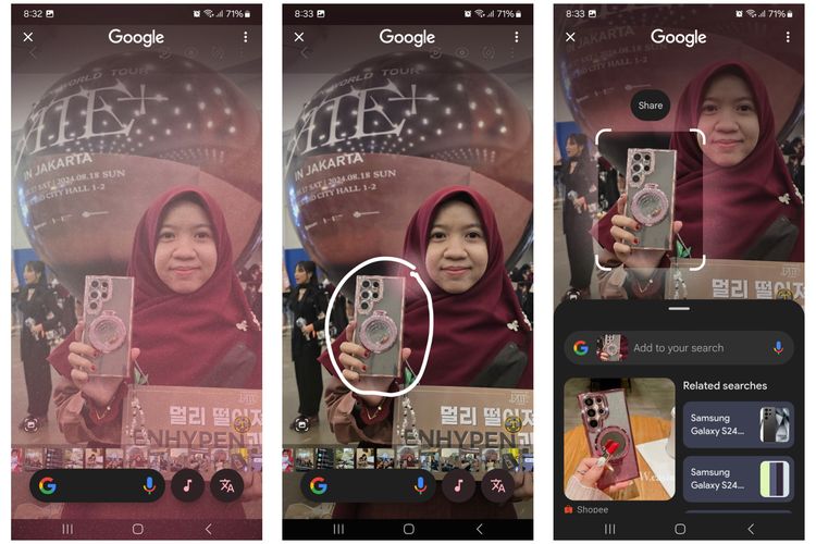 Cara pakai Circle to Search di Galaxy A35 pakai tombol Home.