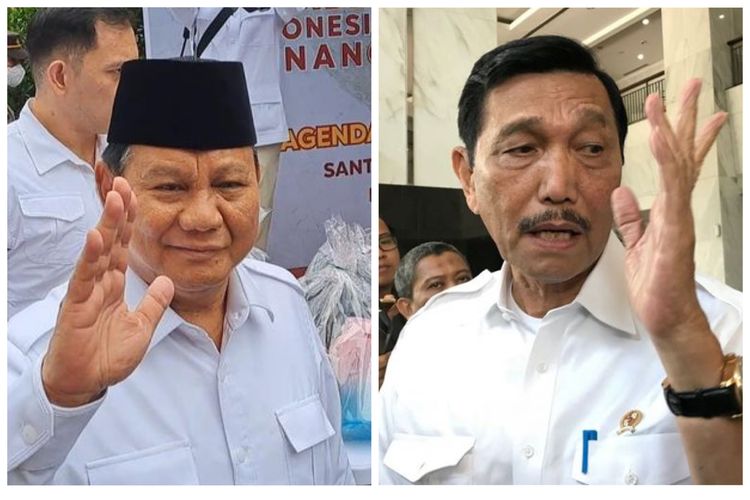 Kolase foto Presiden terpilih periode 2024-2029 Prabowo Subianto dan Menteri Koordinator Bidang Kemaritiman dan Investasi (Menko Marves) Luhut Binsar Pandjaitan