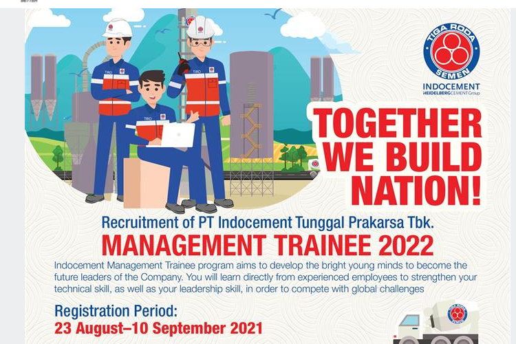 PT Indocement Tunggal Prakarsa Tbk membuka program Indocement Management Trainee 2022 bagi lulusan S1 dan S2.