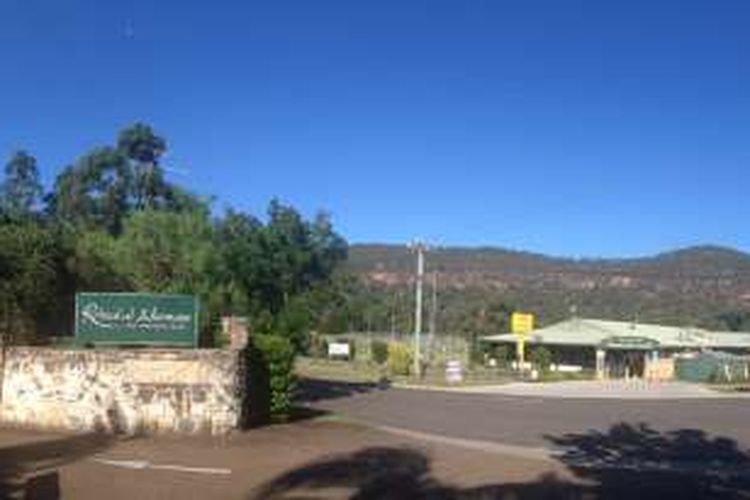 Pemandangan di depan Wisemans Resort yang berada di tepian Sungai Hawkesbury, New South Wales.