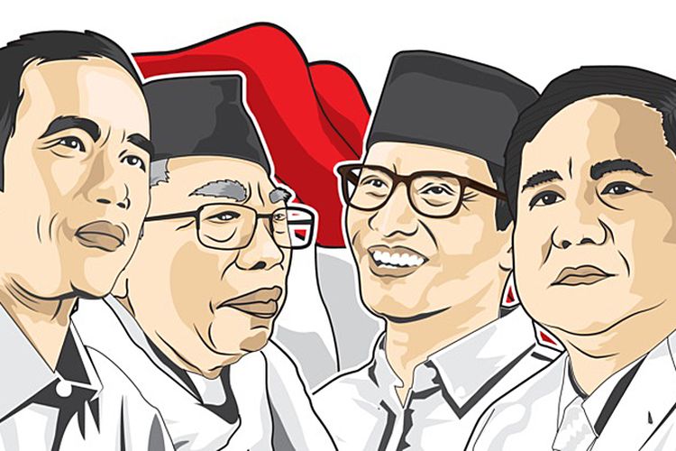 Ilustrasi pasangan calon presiden dan wakil presiden 2019.