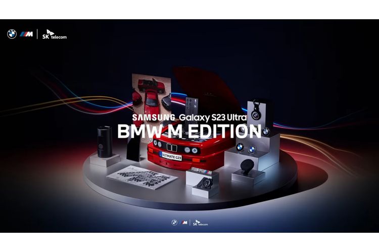 Ilustrasi paket bundel Samsung Galaxy S23 Ultra BMW M edition.